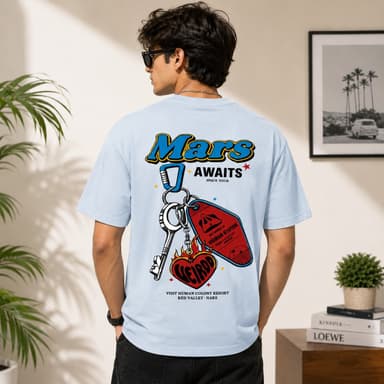 Men's Oversized Graphic Printed Round Neck Half Sleeve Cotton Blend Casual Streetwear T-Shirt