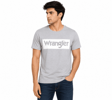 Wrangler Men’s Grey Logo Printed Round Neck T-Shirt