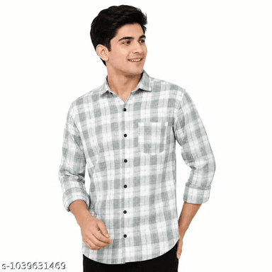 Men's Green & White lines and checked Casual Cotton Blend Shirt | Full Sleeves | Regular Fit | Stylish Checkered Shirt for Men